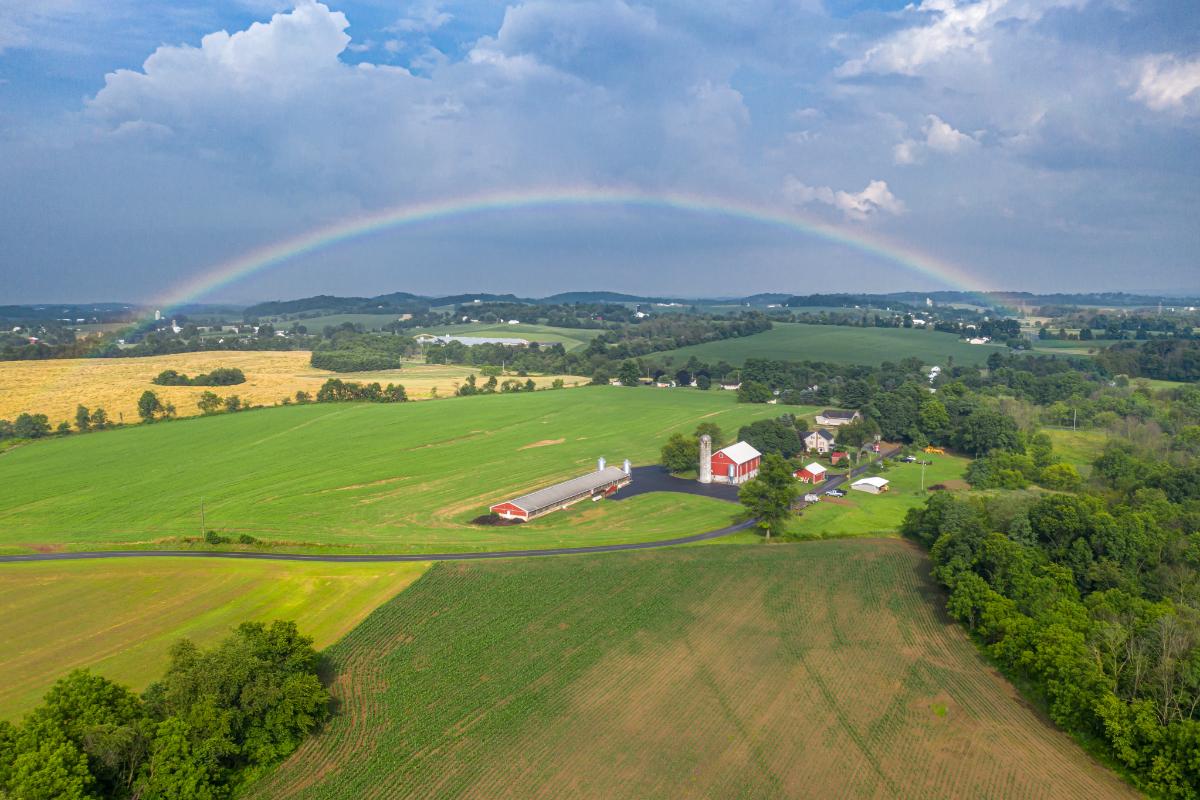 Get Help With Drug Addiction Near Berks, PA aerial shot of beautiful farms and fields near berks pa